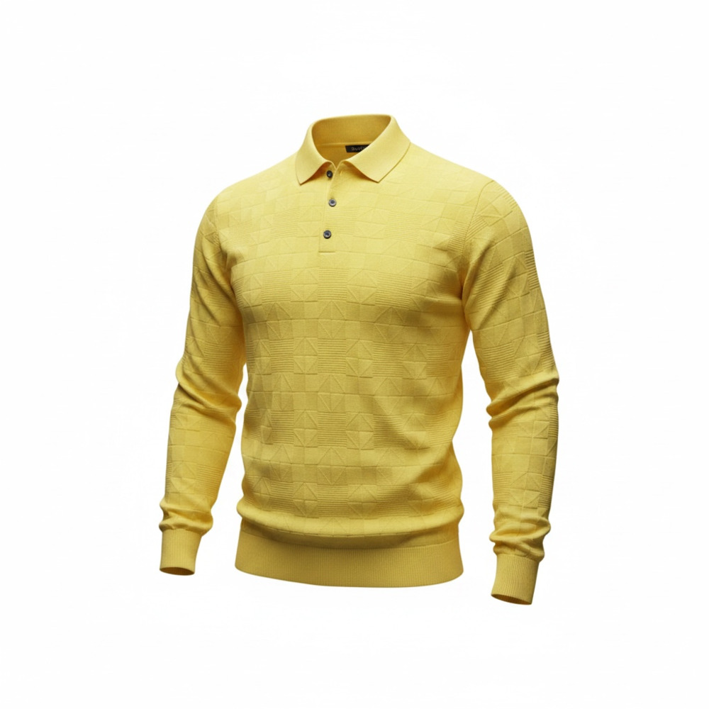 Montechiaro Men's Yellow Knit Polo Shirt, Size XL